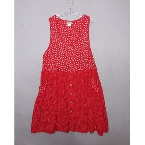 Coldwater Creek Dress 1X Red Floral Polka Dot Mixed Print Cottage Cole USA Made